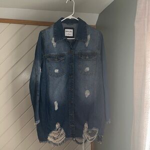 Highway Jeans Blue Denim jacket/shirt! Super cute distressed denim! NWT. Large